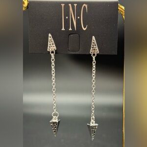 INC Triangle Post with Chain Drop to Triangle Crystal Post Earrings